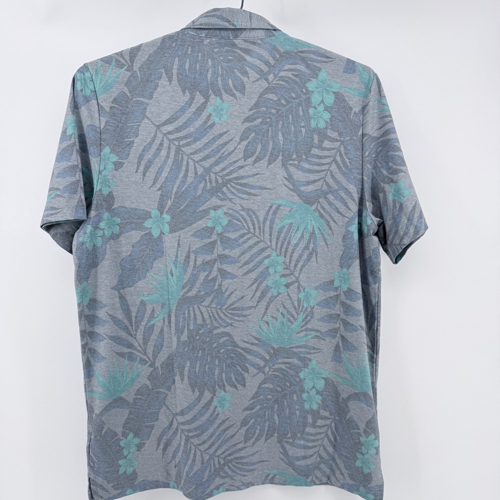 TravisMathew Polo Shirt Mens XL Grey Tropical Floral Palm Leaf Pima Cotton Blend - Picture 3 of 9